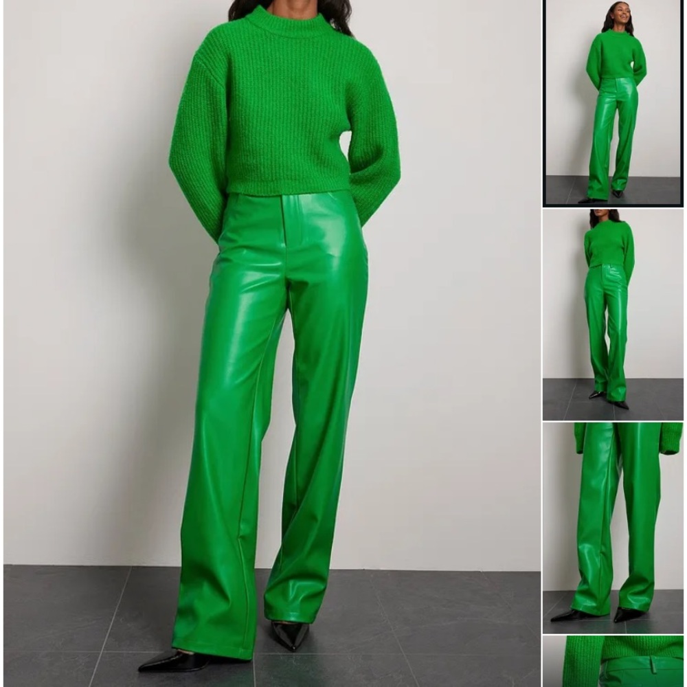Green Faux Leather Pants